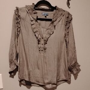 Democracy Ruffled Blouse - Tan